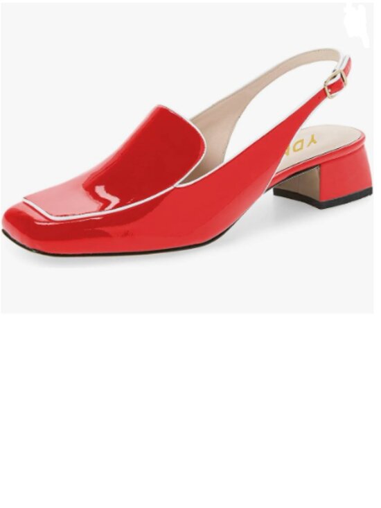 YDN Shoes - YDN Red Square Toe Block Low Heels Slingback Formal Loafer Dressy Pump
